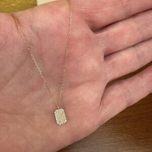Stone and Strand 14K YG Pave' Diamond Tag Pendant Necklace
